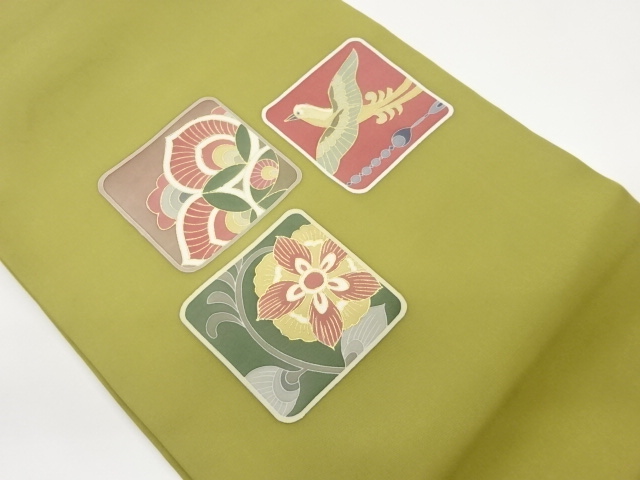 JAPANESE NAGOYA OBI / SHIOZE / KINSAI / FLOWER & BIRD